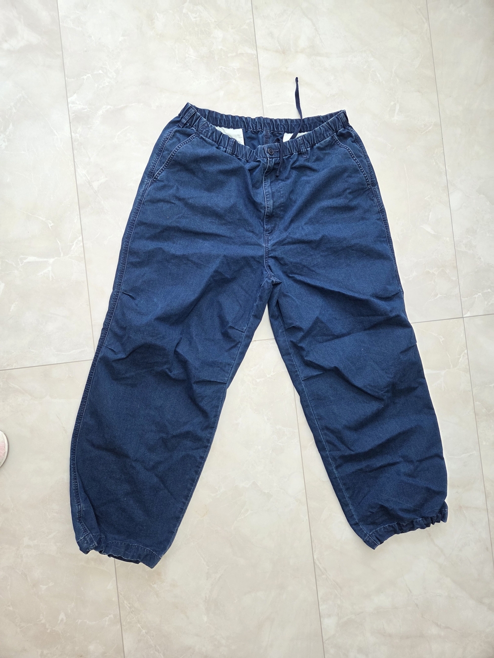 Uniqlo Navy Blue Drawstring Denim Joggers